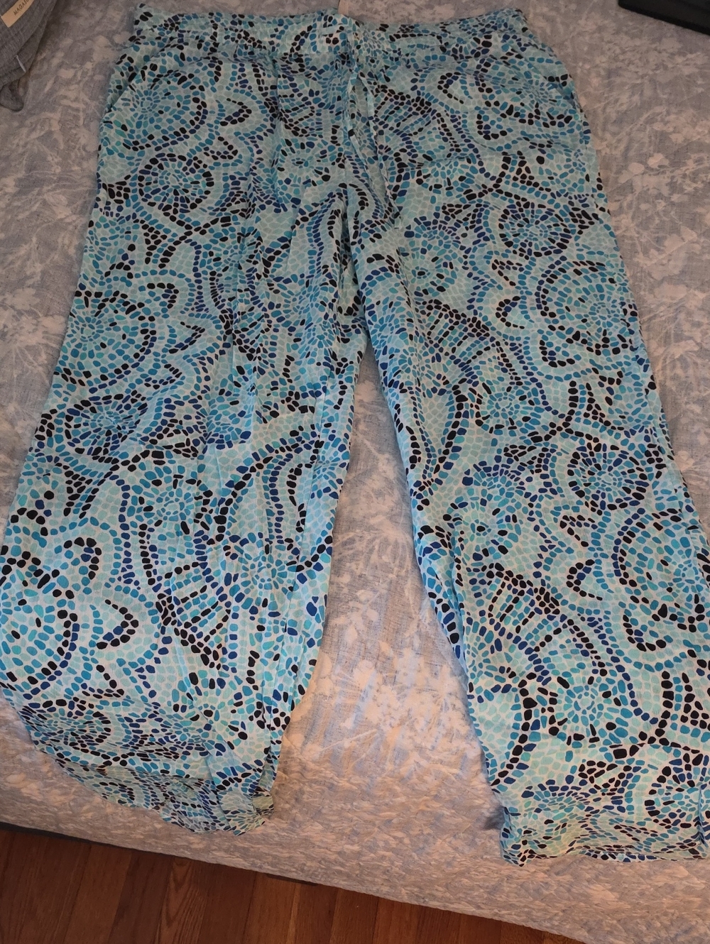 Talbots Women's Wide Leg Swim Cover up Blue & Black Medium Like New